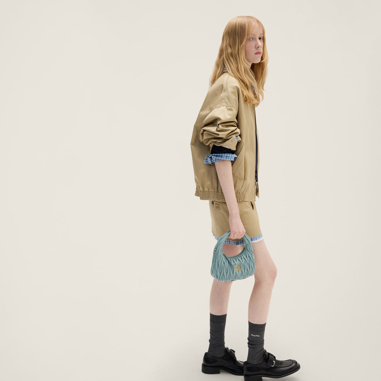 Wander nap leather hobo Powder Blue -  حقيبة لبني Wander جلد
