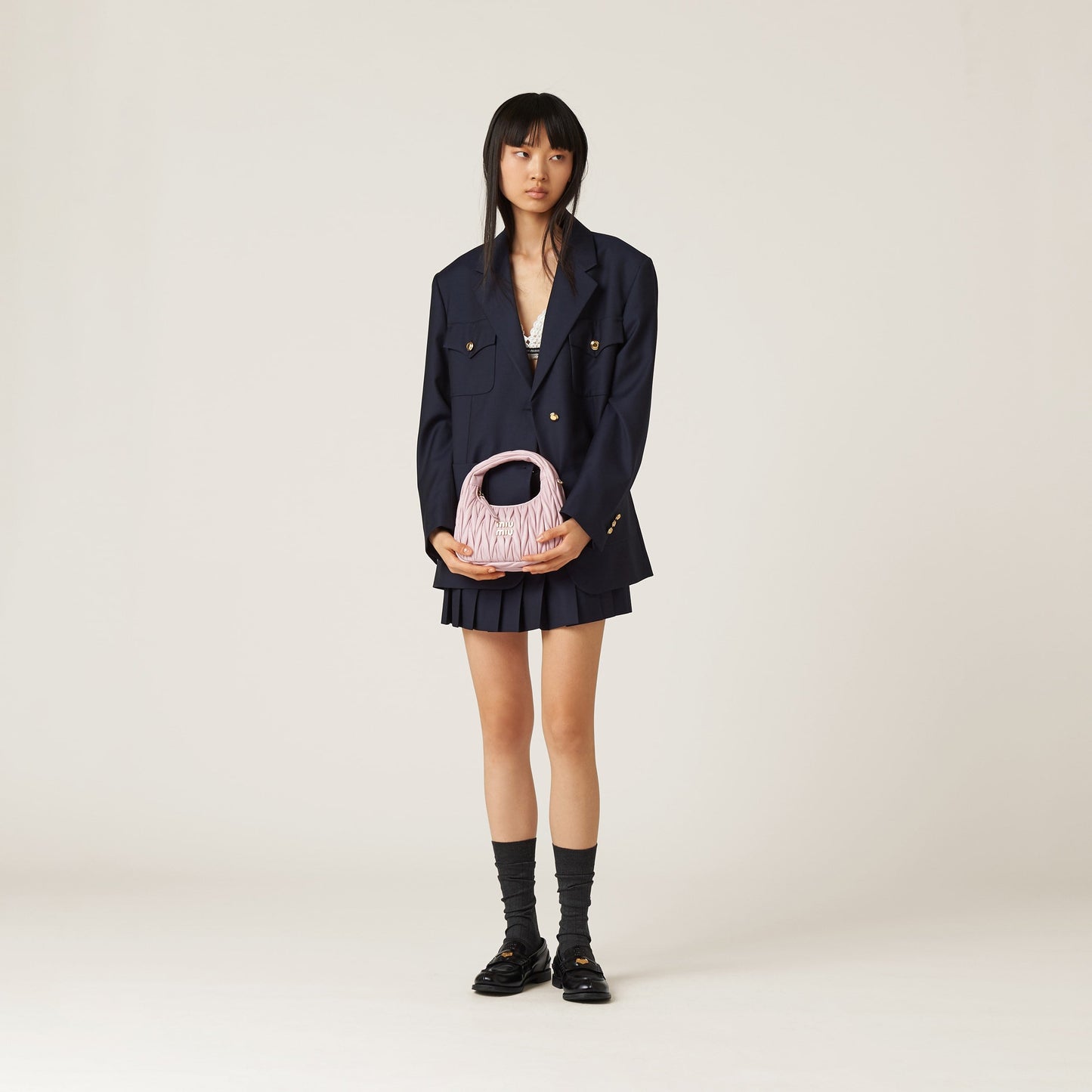 Wander nap leather hobo Alabaster Pink -  حقيبة وردي مرمري Wander جلد