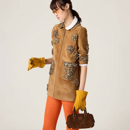 Arcadie padded suede top-handle bag Cocoa Brown (Regular)