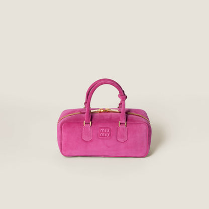 Arcadie padded suede top-handle bag Fuchsia (Large)