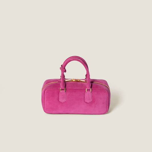 Arcadie padded suede top-handle bag Fuchsia (Large)