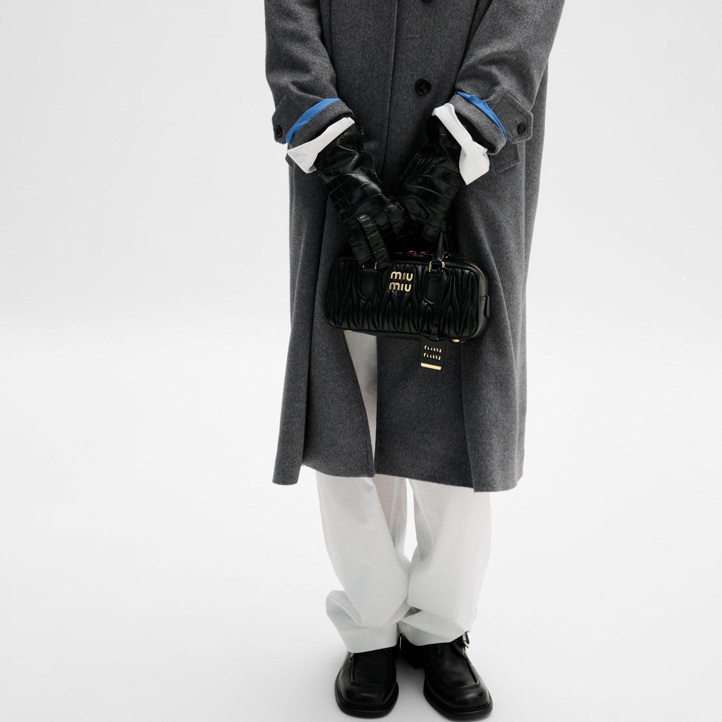 Arcadie matelassé leather bag BLACK - حقيبة Arcadie جلد لون اسود ماتلاسي