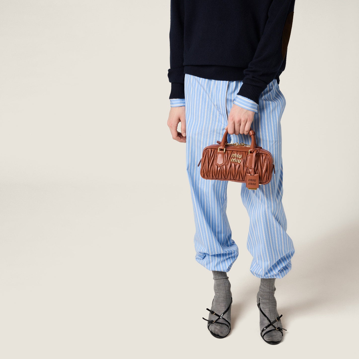 Arcadie leather bag matelassé Brown - حقيبة Arcadie جلد لون بني ماتلاسي